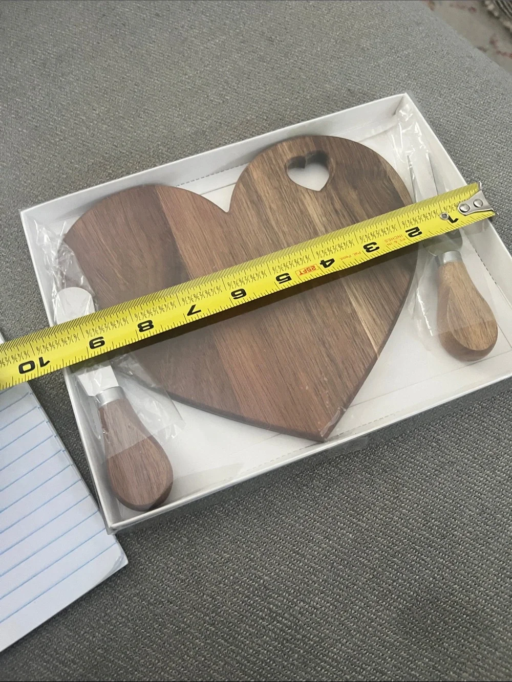 Mini Heart-Shaped Acacia Wood Charcuterie 3 Piece Cheese Board & Knife Gift Set